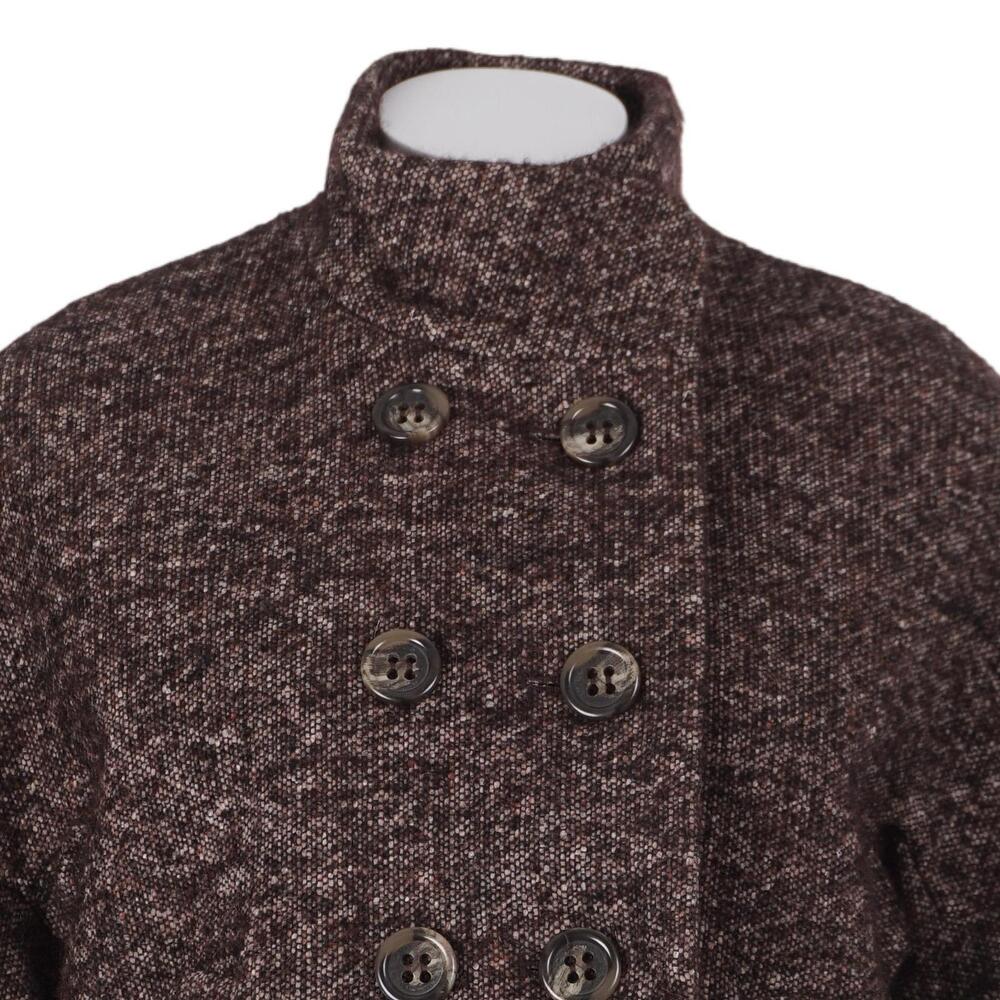 BCBGMAXAZRIA Jacket M Brown Tweed Wool Alpaca Blend Button Up 3/4 Sleeves - Picture 2 of 8